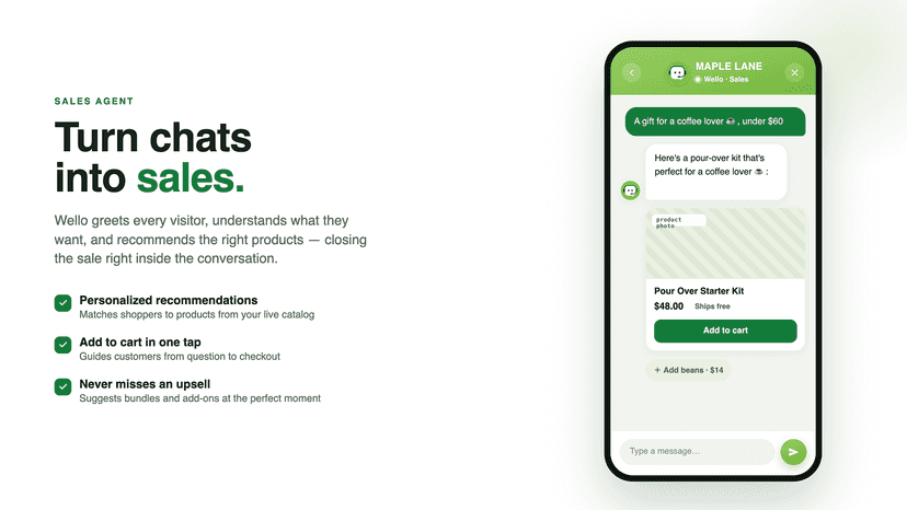 AI chatbot answering a shopper's product question 24/7