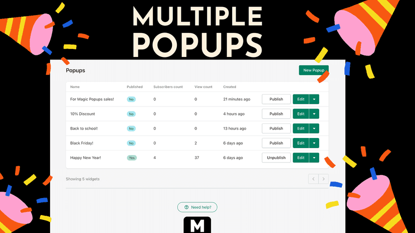 Multiple popups