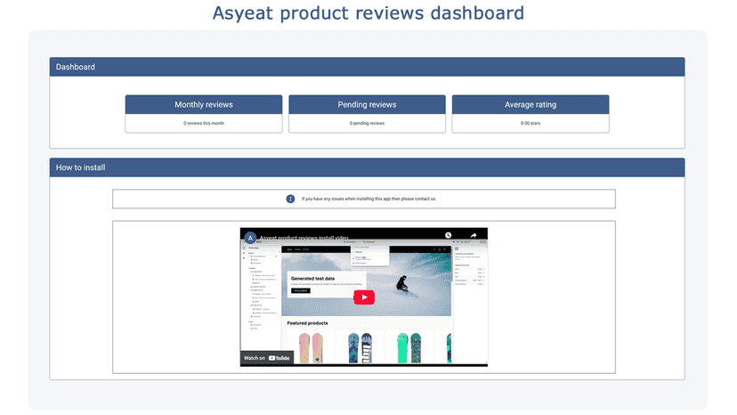 Asyeat product reviews dashboard