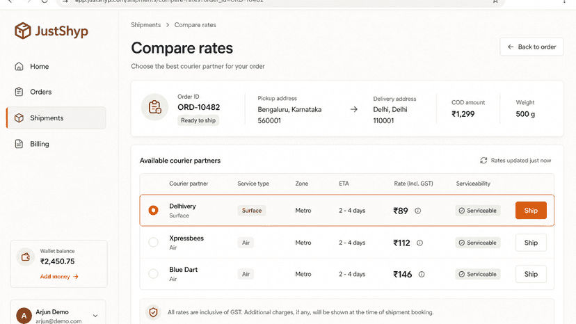 order view & jsutshyp & shiprocket