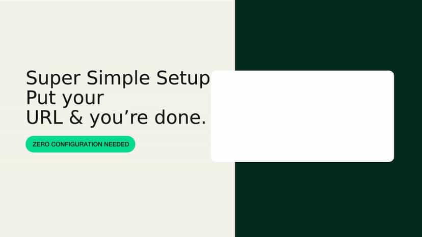 Super Simple Setup. Put your URL and you're done!