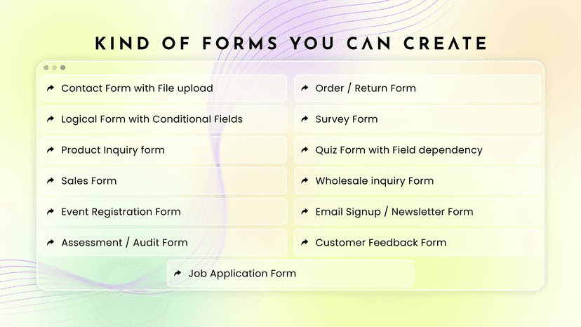 Different form types with form builder app