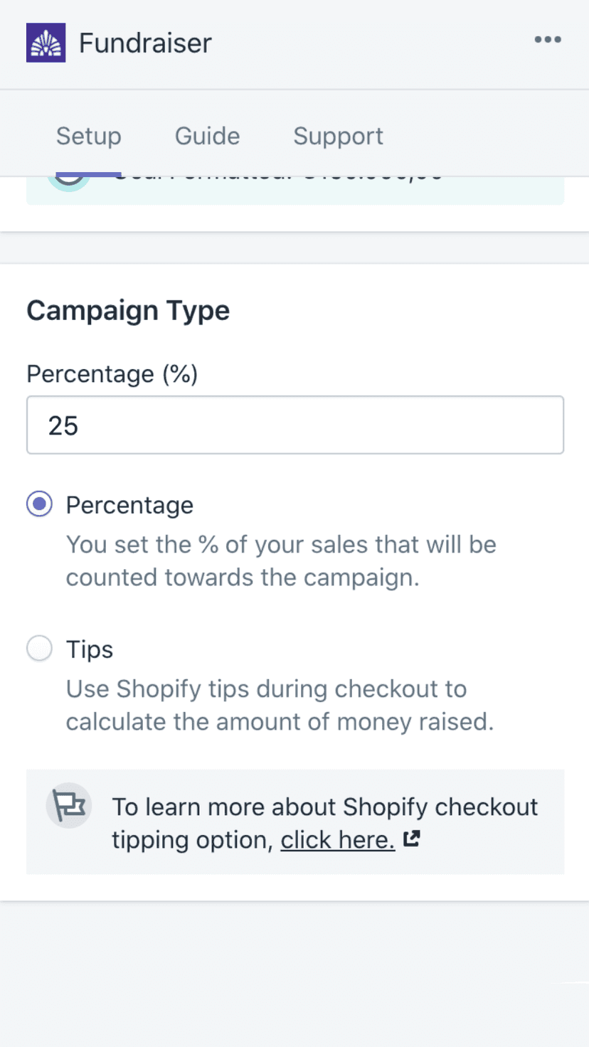 Kaleido Fundraiser Shopify Partners Experts Settings 2