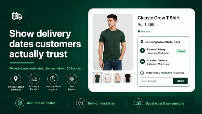 Delivery date widget showing Express and Standard delivery