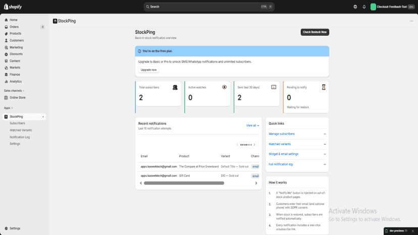 Home page of the Application