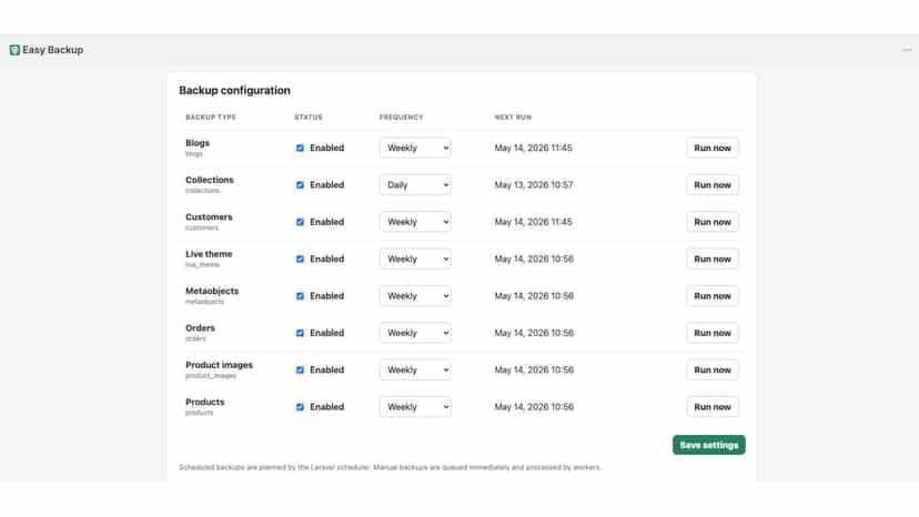 Backup configuration