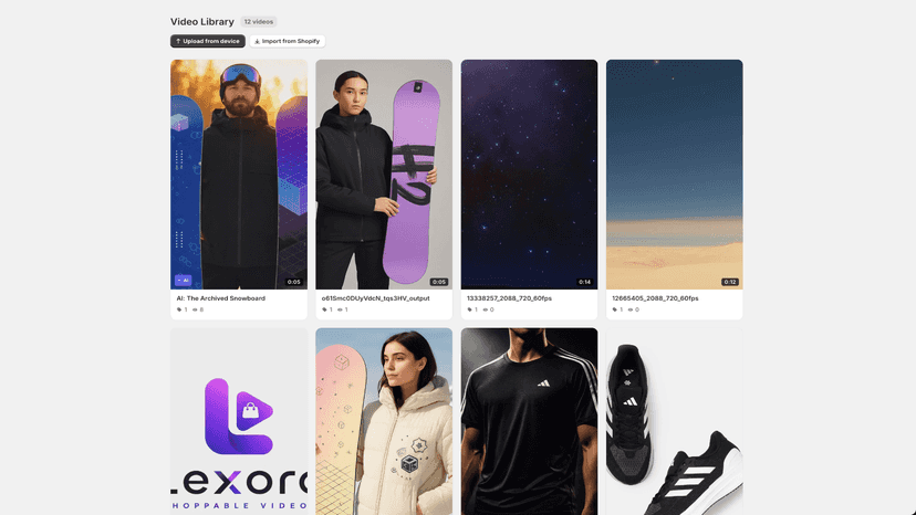 Lexora Shoppable Videos Library