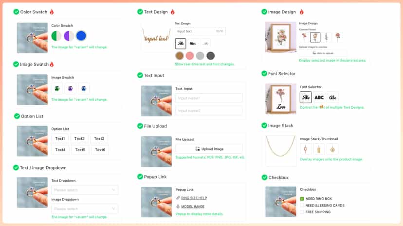 all options of Shopaw product options