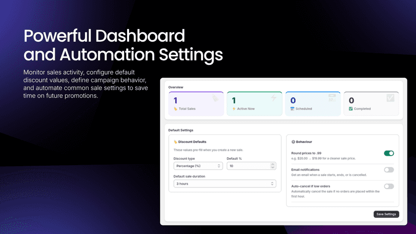 Powerful Dashboard and Automation Settings.
