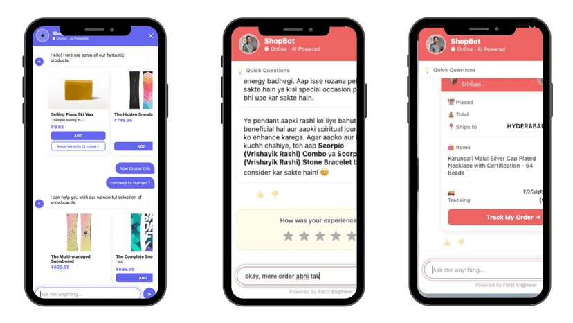 Screenshot of what customer sees