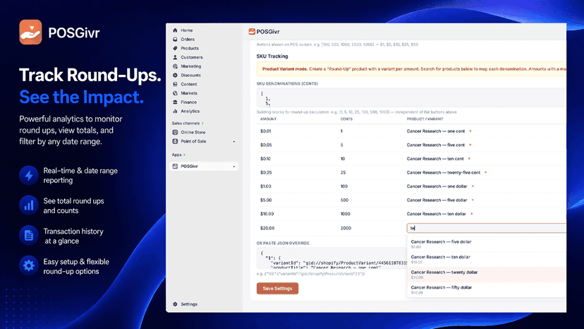 Select your own Skus to use for tracking