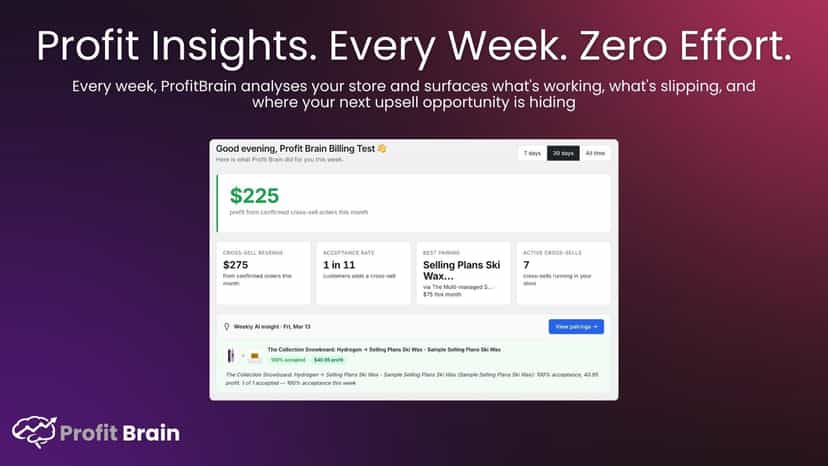 ProfitBrain weekly AI profit insight dashboard