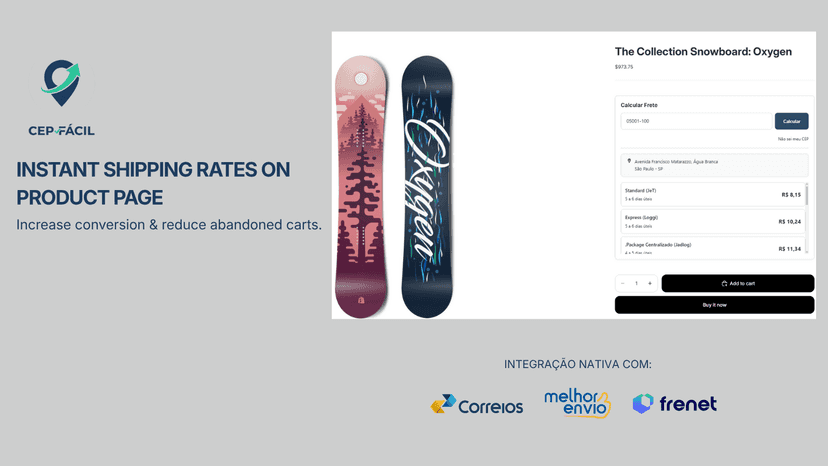 Shipping Widget on PDP: Correios, Melhor Envio, Frenet