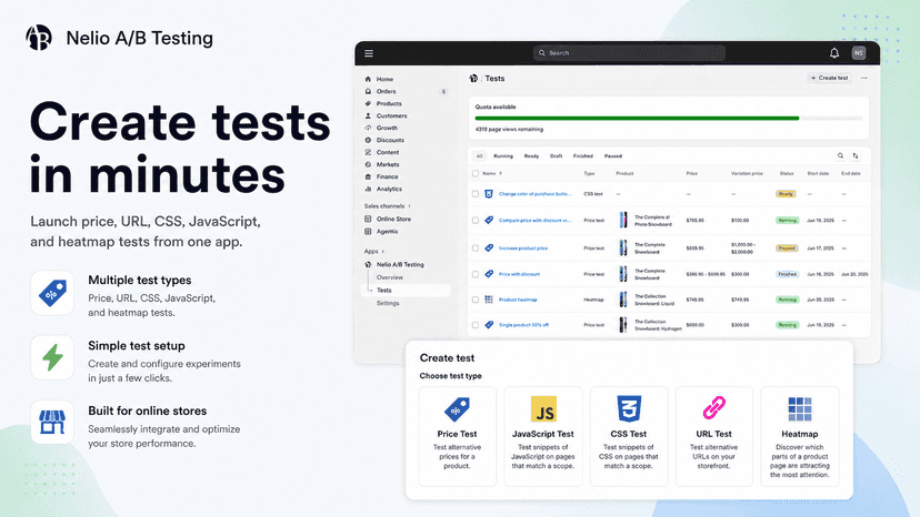 Create tests in minutes with Nelio A/B Testing