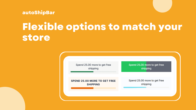 Customisable free shipping progress bar styles