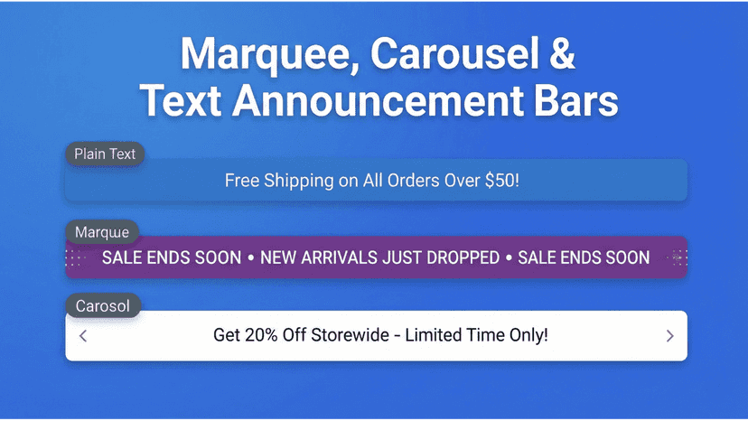 Add marquee, carousels, and text announcement bars