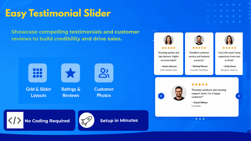 Testimonials slider app for stores & customer reviews