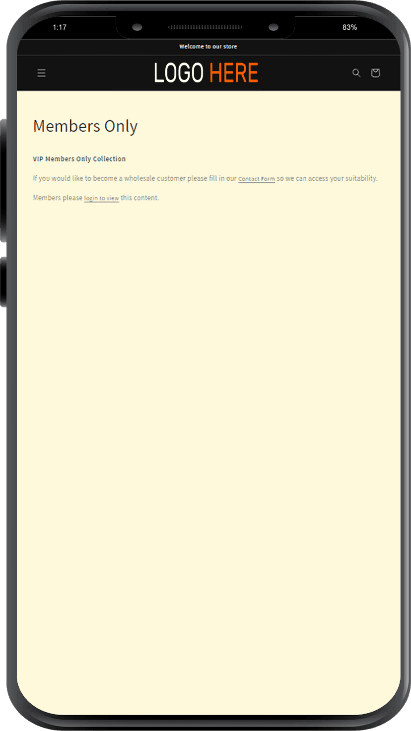Members only section demo mobile