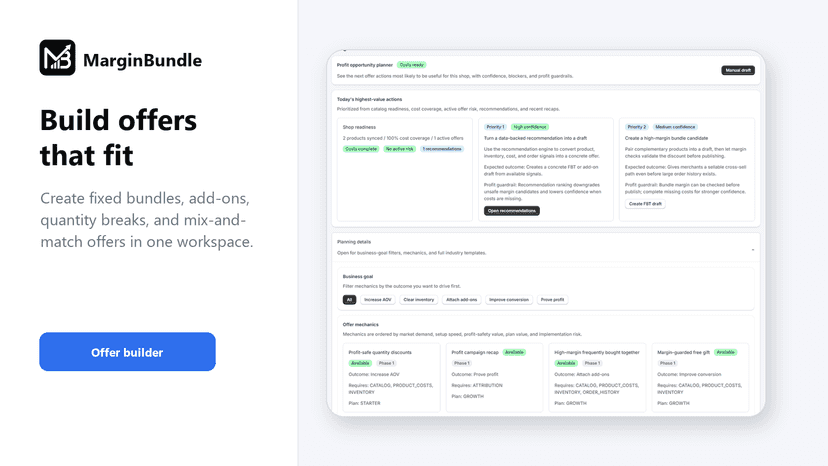 Offer builder for bundles and discount rules