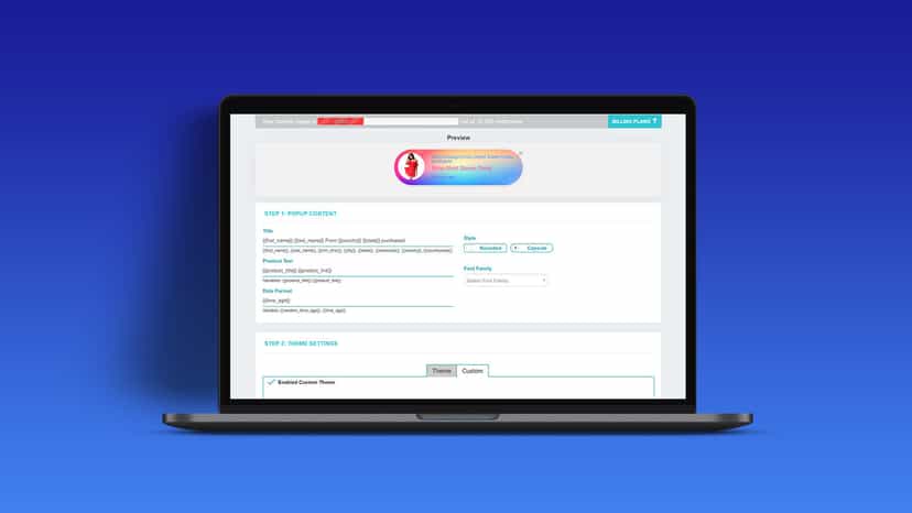 sale popup & Social Proof Configuration