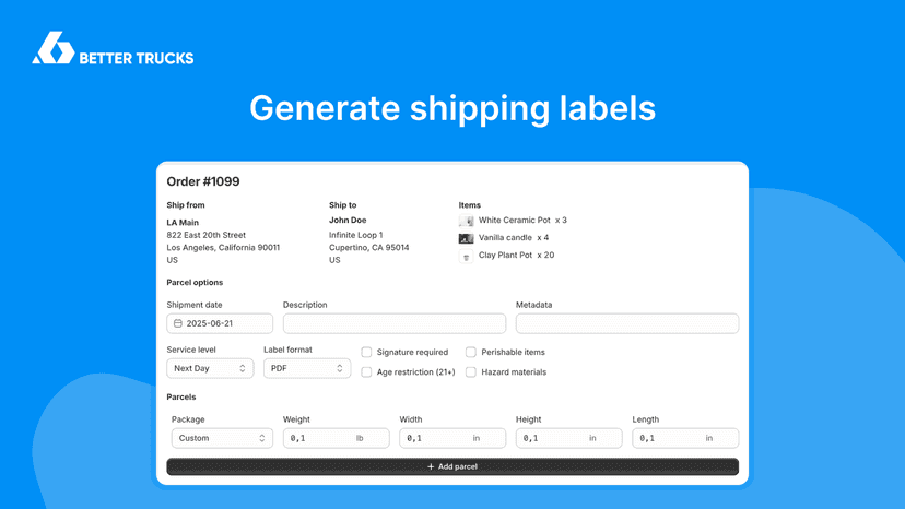 Generate shipping labels