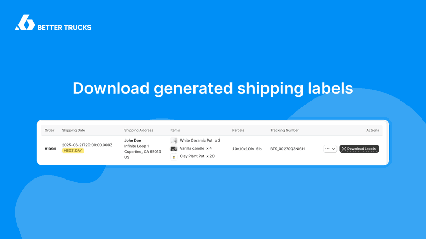 Download generated shipping labels