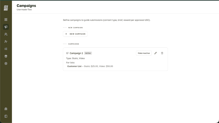 UGC Campaigns Management