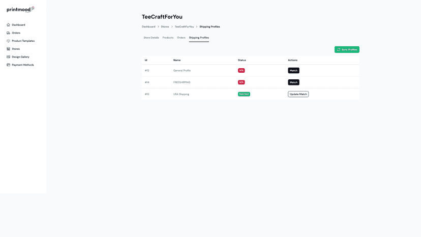 Match shipping profile