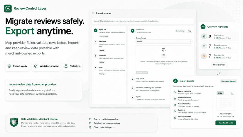Review Control Layer - Migrate reviews safely. Export anytime.