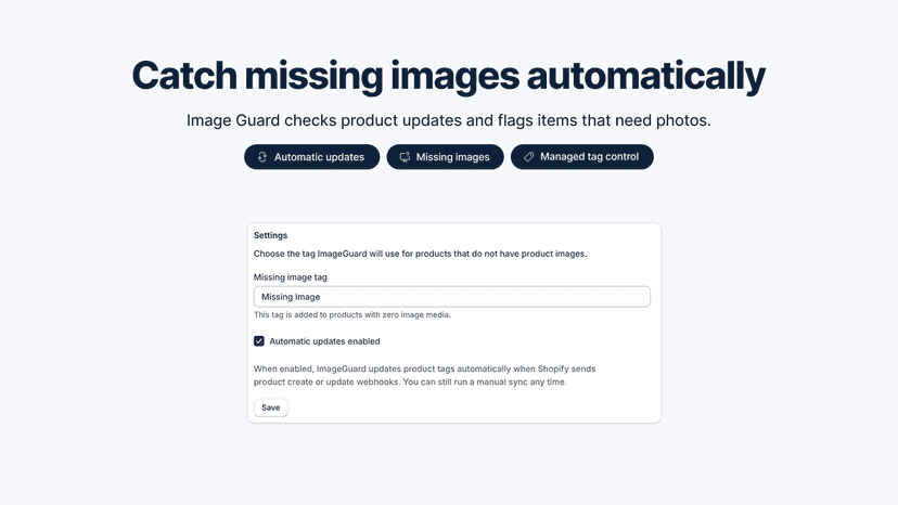 Automatic checks for products missing images