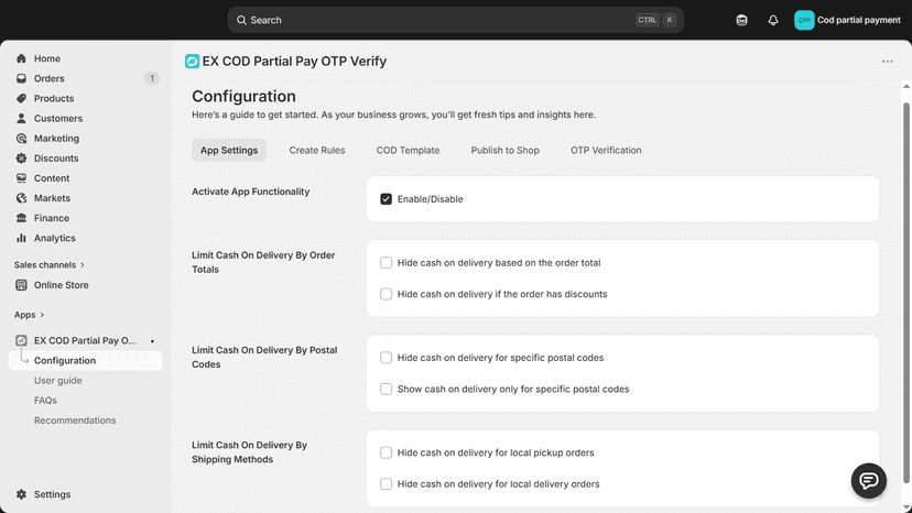 EX COD Partial Pay OTP Verify