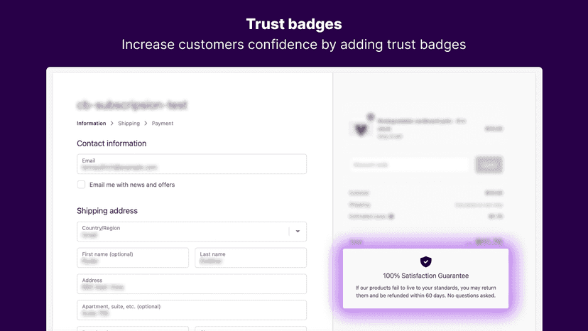 checkout bear, trust badges, payment badges, cart upsell, funnel