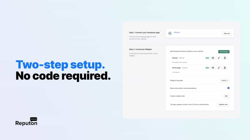 Shopify Facebook reviews widget settings