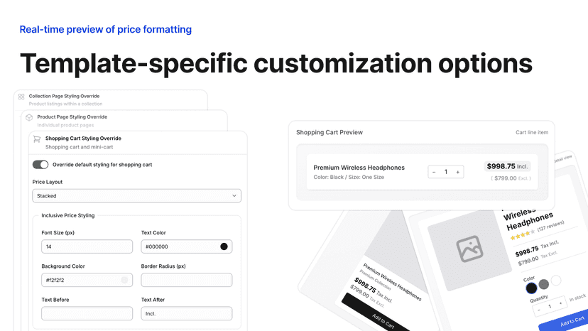 Template-specific customization options