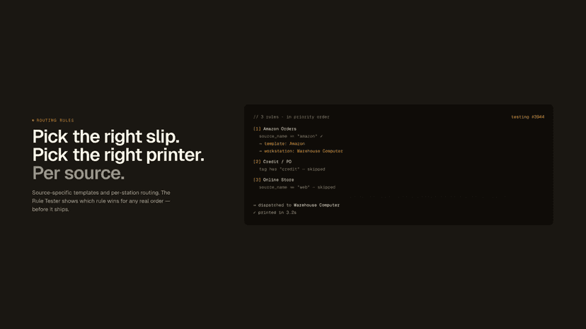Routing rules define when each template should be printed