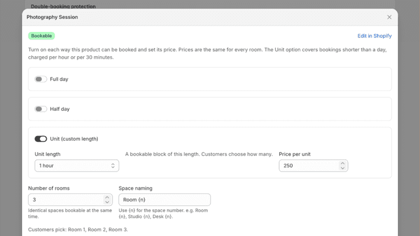 Transform products into bookable events and spaces