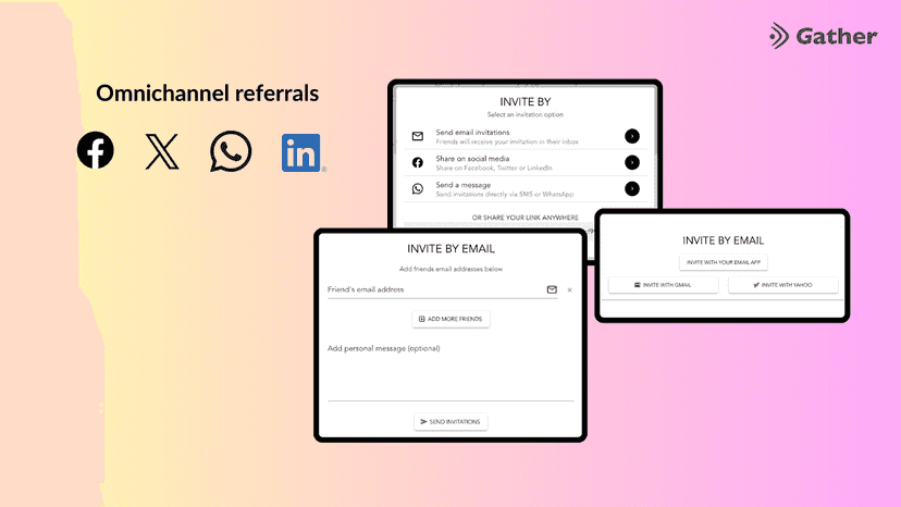 Omnichannel referrals with email, social and messaging