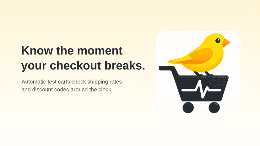 Checkout Canary logo with a canary on a shopping cart