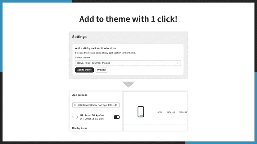 Add to theme with 1 click!