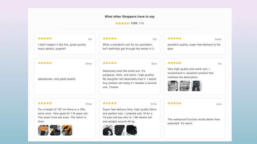 Beautiful Reviews for your Products