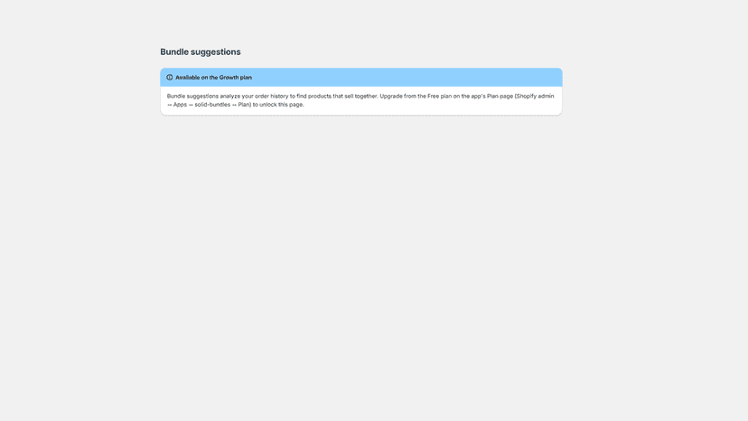 Bundle suggestions page based on order history