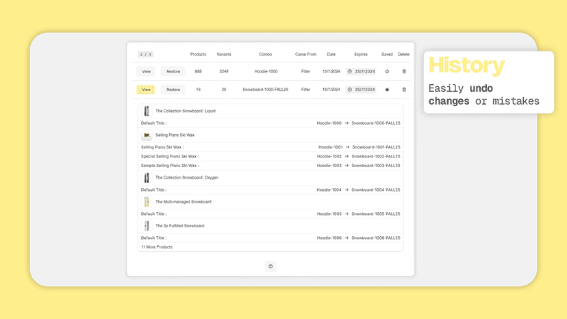 Restore any changes made with the app. Undo mistakes