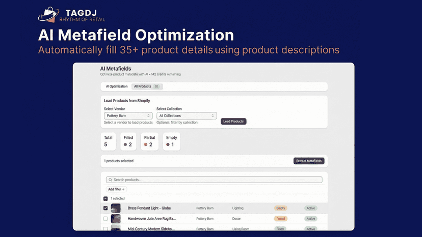 AI metafield optimization with bulk editing