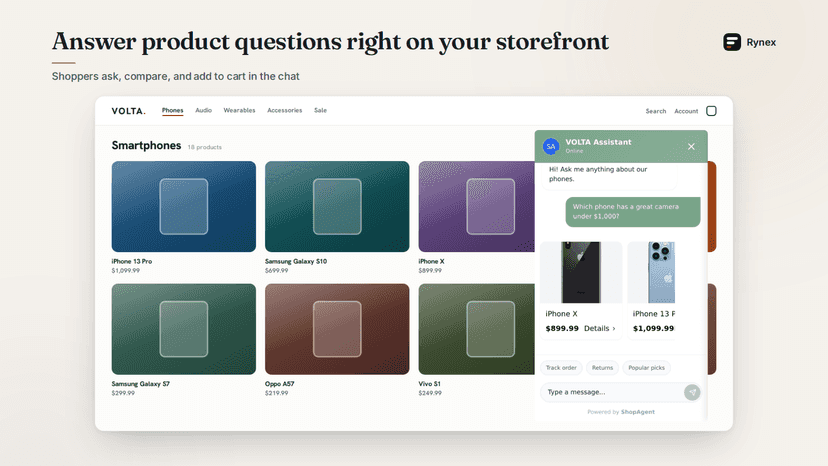 AI shopping assistant answering a question on a storefront