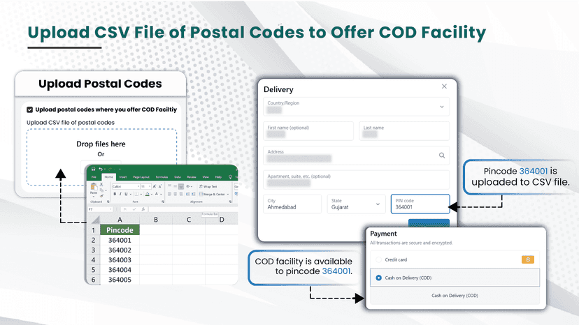 2 - Upload CSV file of postal codes to offer COD facility