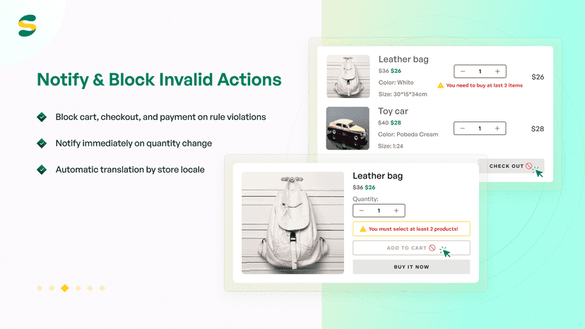 Notify & Block Invalid Actions