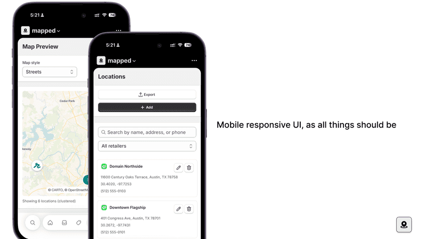 mapped mobile screens