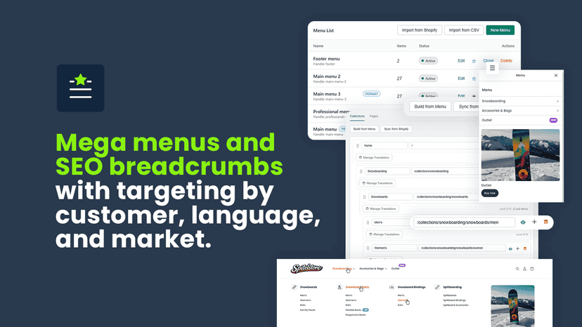 Mega menus and SEO breadcrumbs with targeting