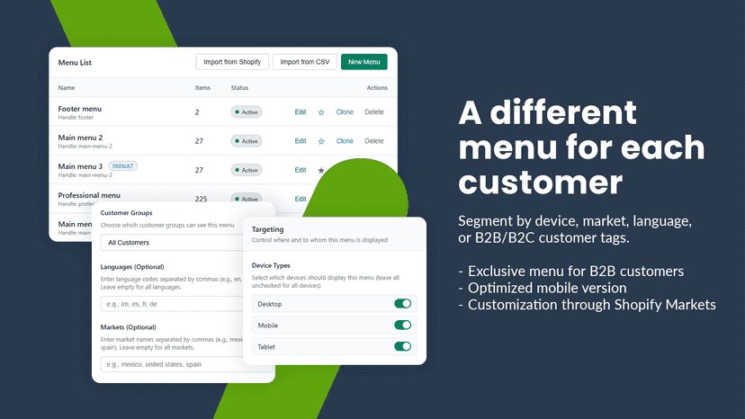 A different menu for each customer