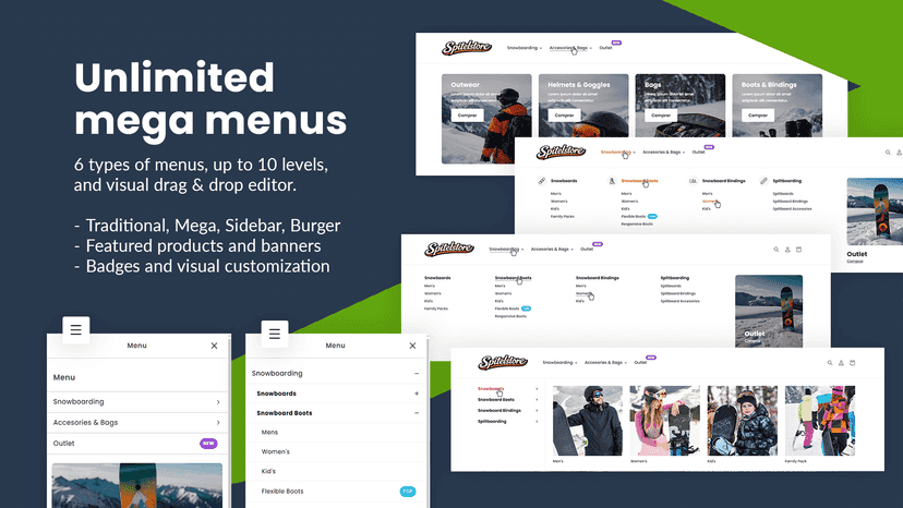 Unlimited mega menus